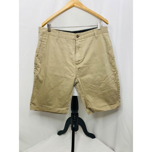 Volcom Men's Short's Tan Flat Front Knee Length Pockets Size 36 - Picture 2 of 8